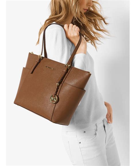 michael kors jet set east/west top zip tote|Michael Kors saffiano tote.